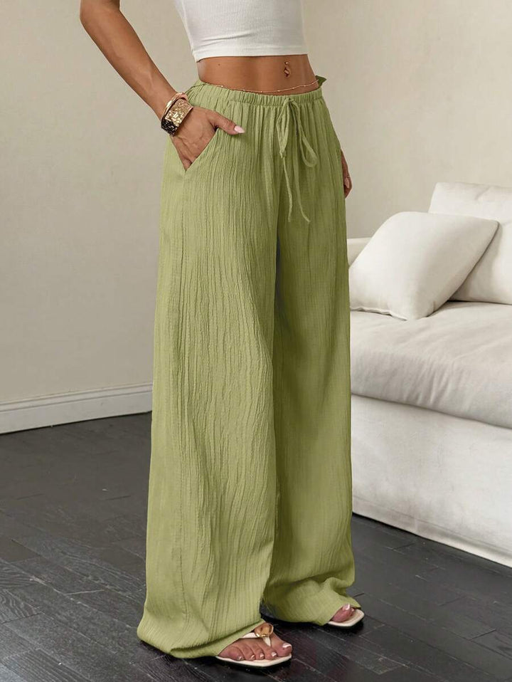Flirla Casual | Pantalons Amples Unis Polyvalents