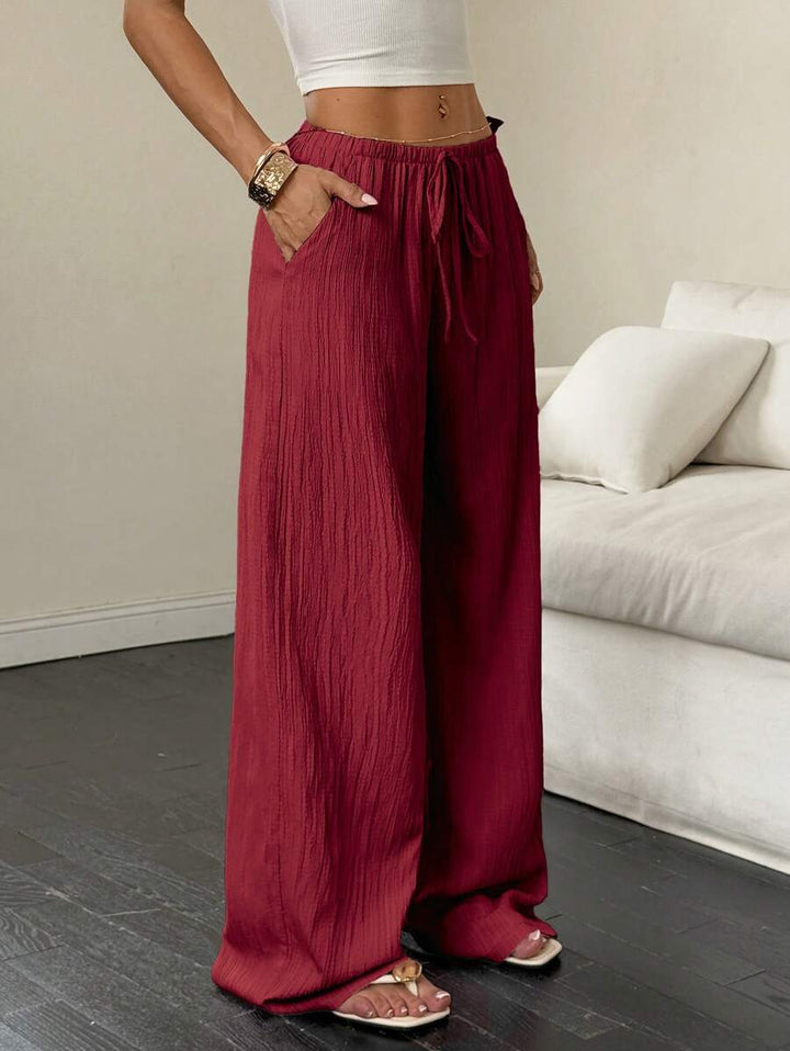Flirla Casual | Pantalons Amples Unis Polyvalents