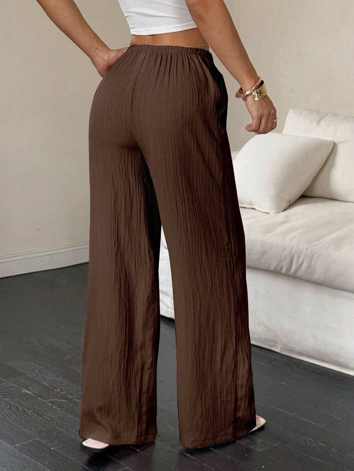 Flirla Casual | Pantalons Amples Unis Polyvalents
