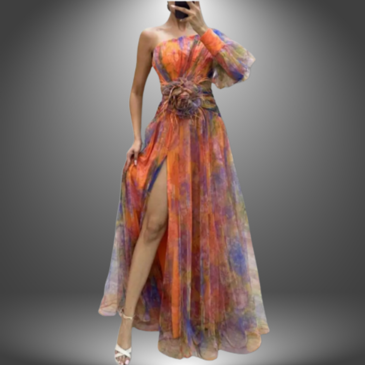 Addison | Robe Maxi Fleurie Éclatante à Une Épaule