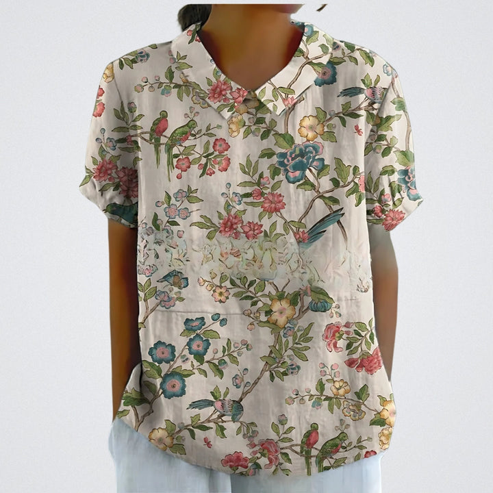 Valentine™ | Lina - Floral Linen Blouse