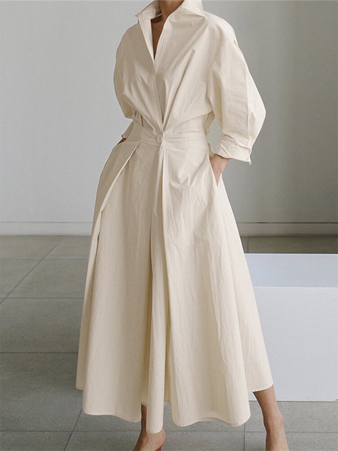 Clémence™ | Midi Button-Up Dress