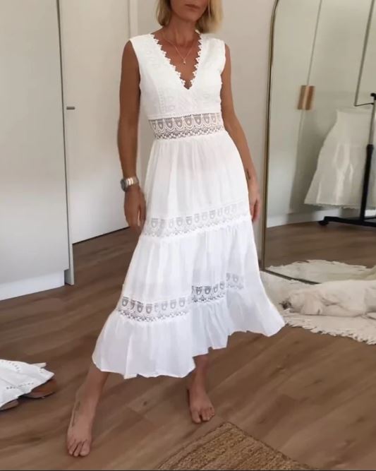 V-Neck Lace Tank Dress