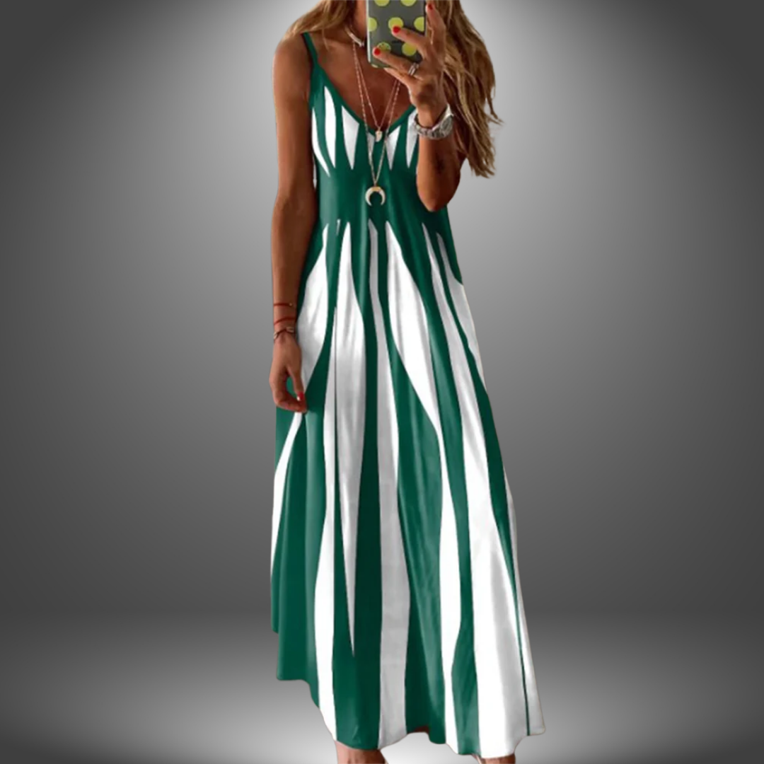 Alicia | Robe Maxi Rayée Sans Manches
