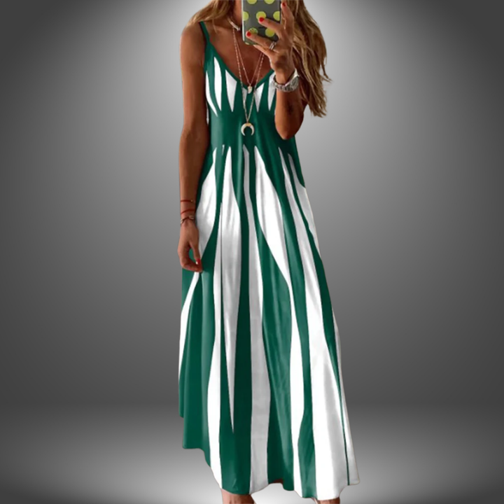 Alicia | Robe Maxi Rayée Sans Manches