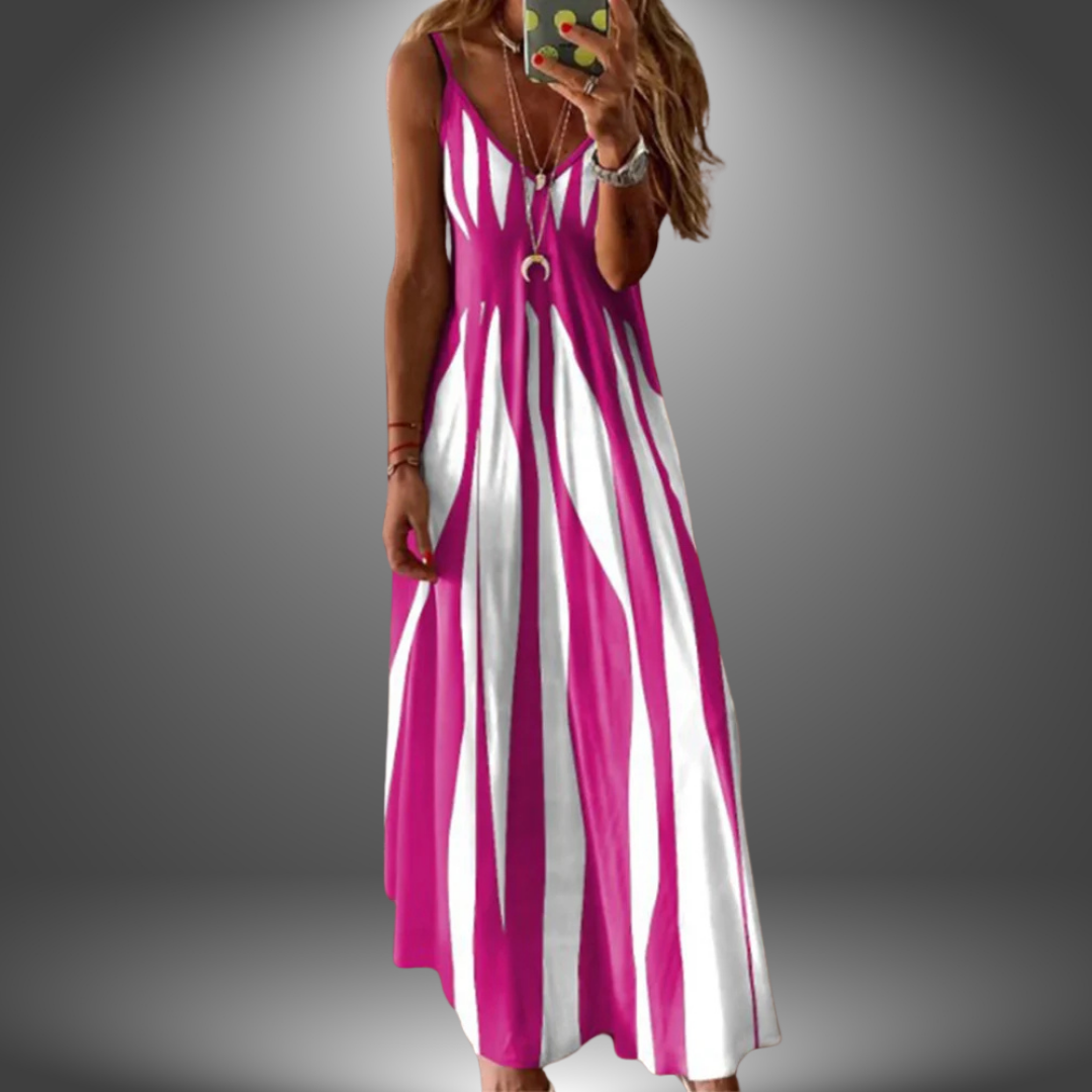 Alicia | Robe Maxi Rayée Sans Manches