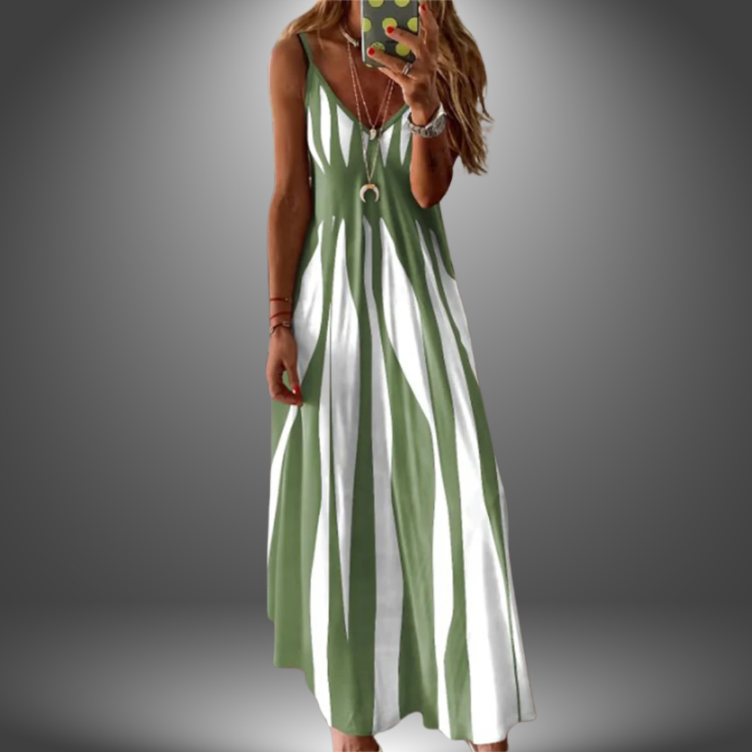 Alicia | Robe Maxi Rayée Sans Manches