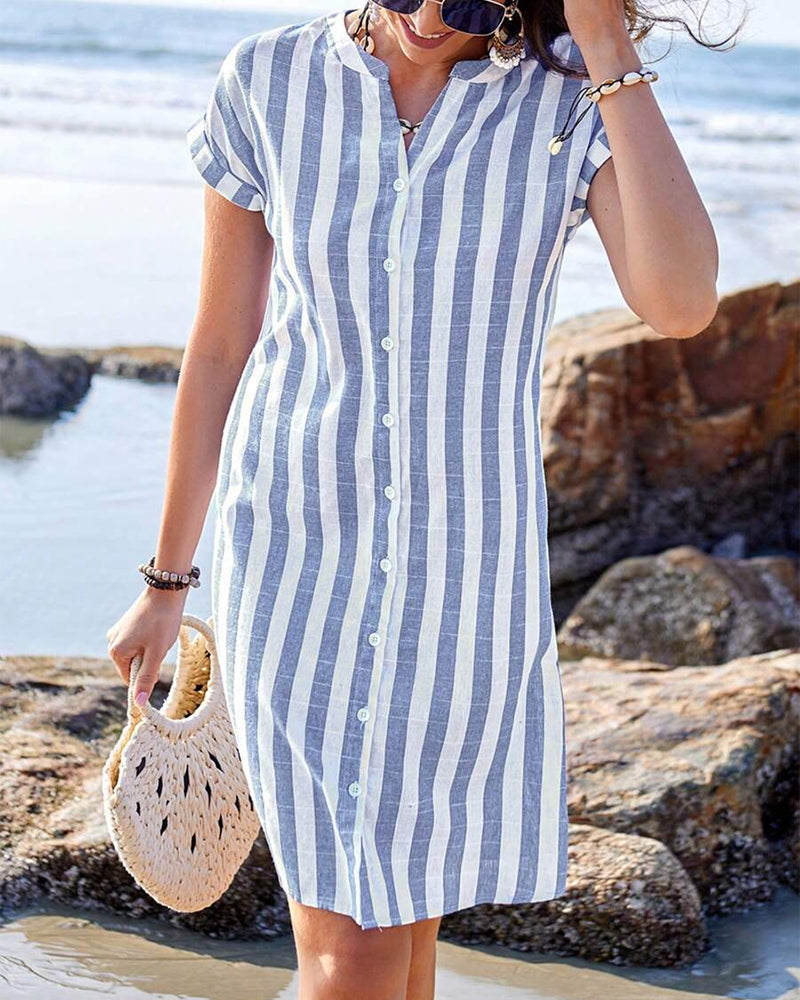 Martine | Élégante Robe Chemise à Rayures