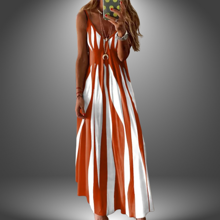 Alicia | Robe Maxi Rayée Sans Manches