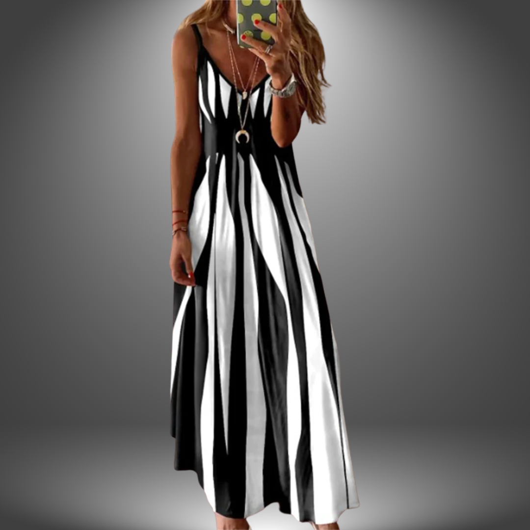 Alicia | Robe Maxi Rayée Sans Manches