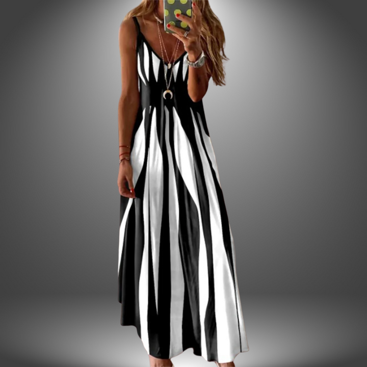 Alicia | Robe Maxi Rayée Sans Manches