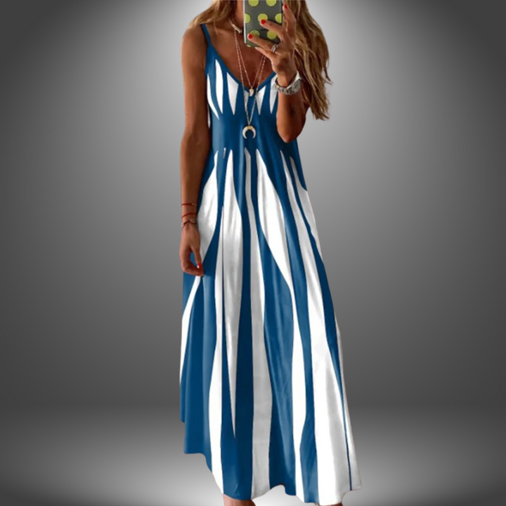 Alicia | Robe Maxi Rayée Sans Manches