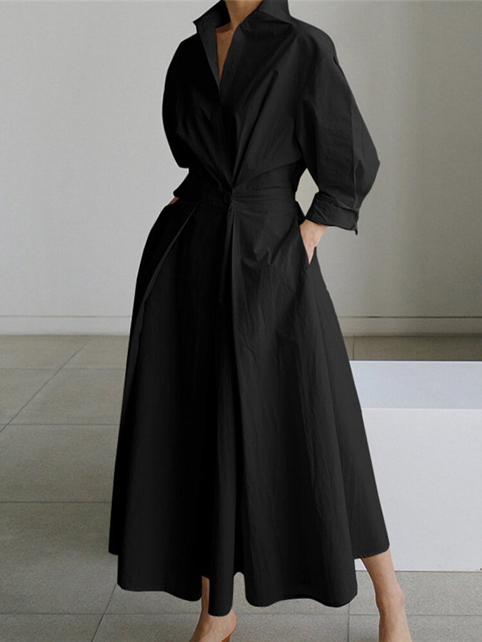 Clémence™ | Midi Button-Up Dress