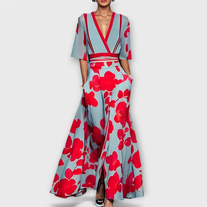 Elise - Robe portefeuille florale élégante