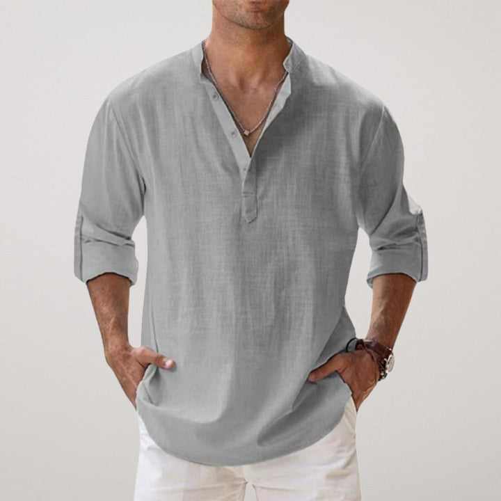 TOBE™ - Cotton Henley Shirt with Linen-Like Texture