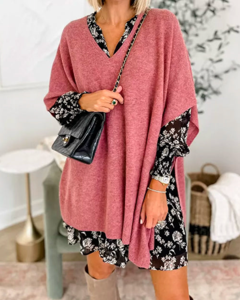 ERICA - Poncho ample à décolleté en V
