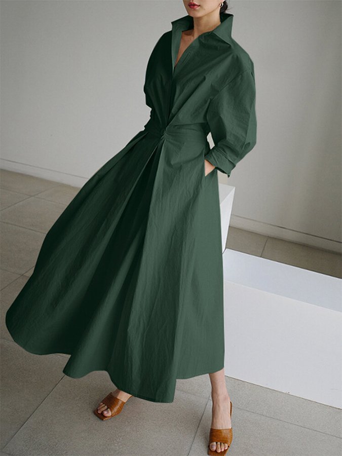 Clemence | Élégante Robe Midi à Boutons