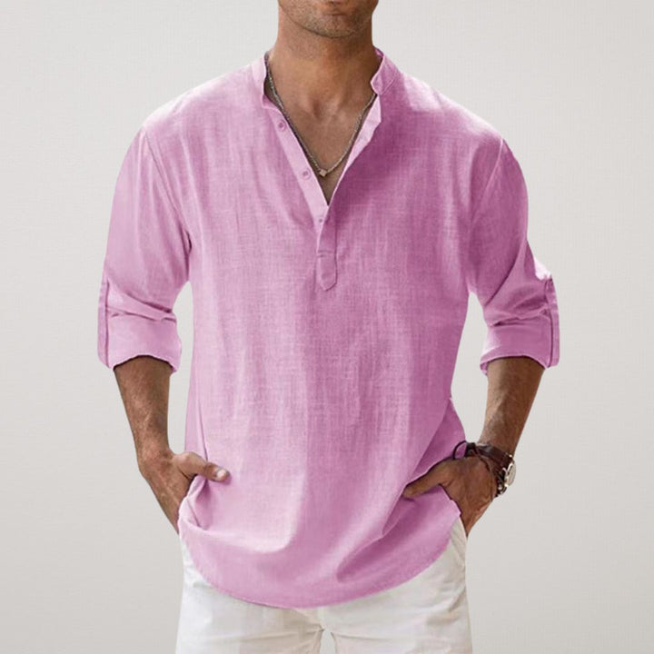 TOBE™ - Cotton Henley Shirt with Linen-Like Texture