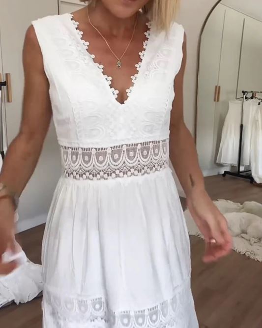 V-Neck Lace Tank Dress
