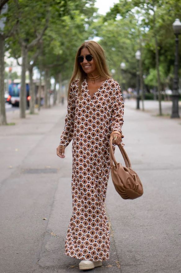 Bellevo | Stylish Brown Printed Dress