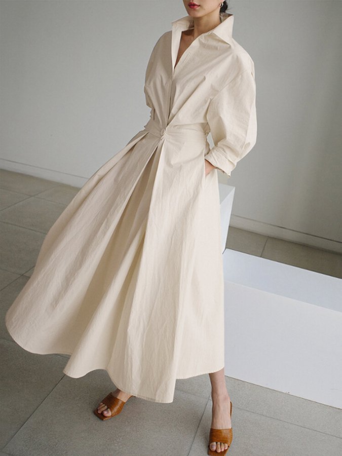 Clemence | Élégante Robe Midi à Boutons