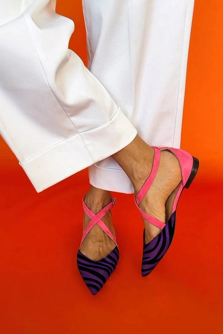 Zebra Print Pointed Ballerina Flats