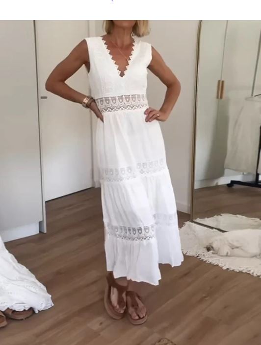 V-Neck Lace Tank Dress