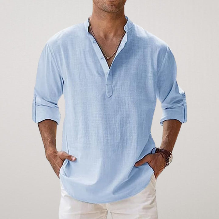 TOBE™ - Cotton Henley Shirt with Linen-Like Texture