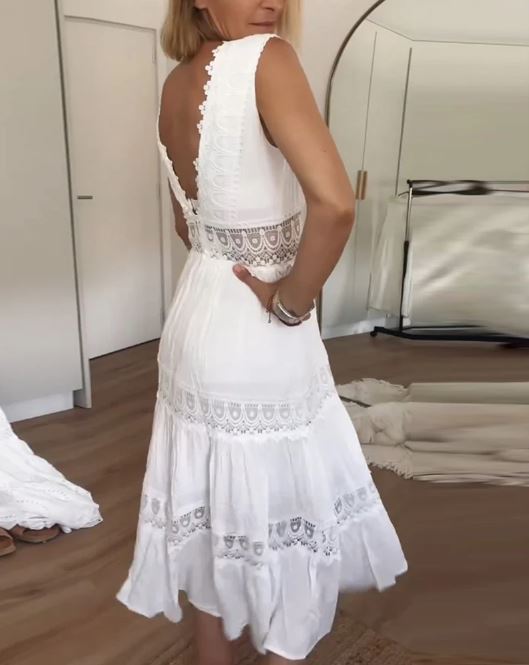 V-Neck Lace Tank Dress