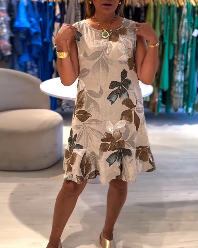 Sophia™ - Robe sans manches à imprimé et col rond