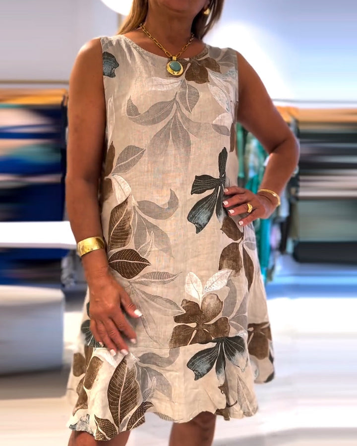 Sophia™ - Robe sans manches à imprimé et col rond