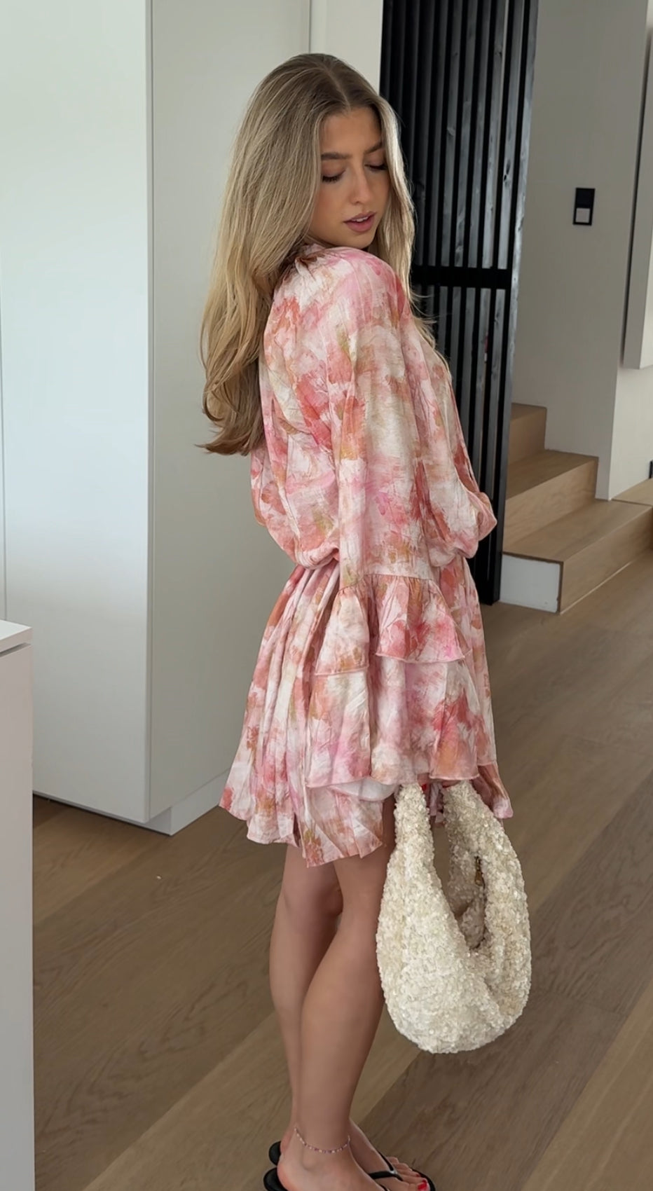 FLARED DRESS PEACH PINK