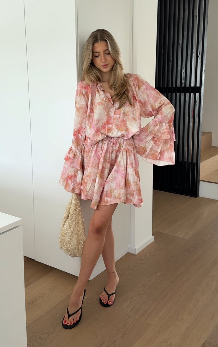 FLARED DRESS PEACH PINK