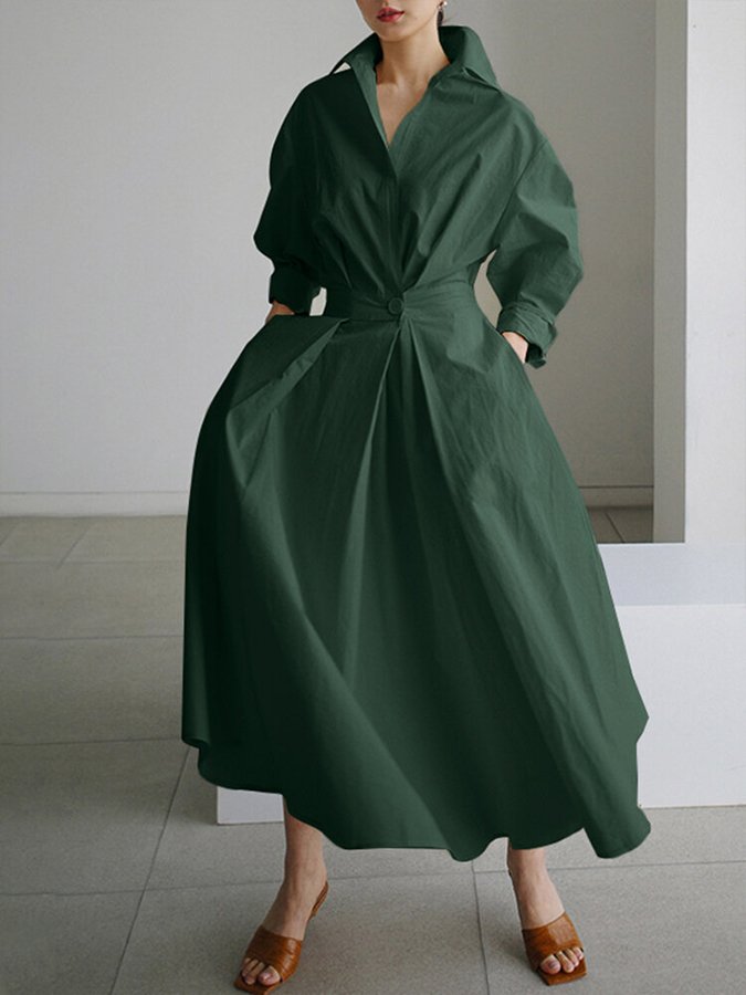 Clémence™ | Midi Button-Up Dress