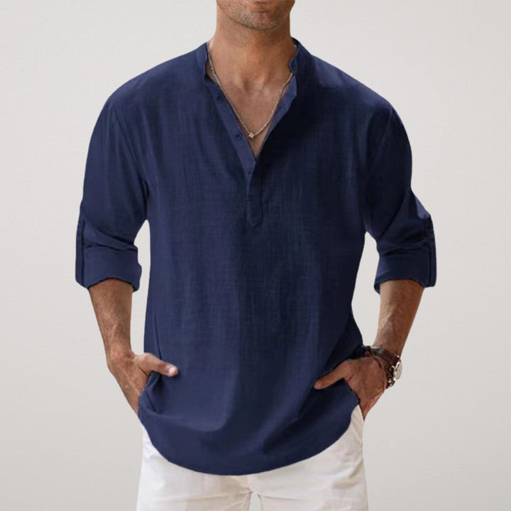 TOBE™ - Cotton Henley Shirt with Linen-Like Texture