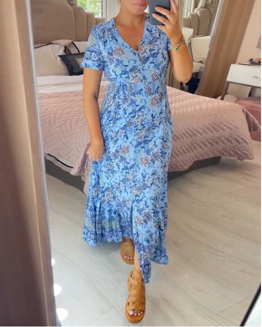 Floral Print V-Neck Dress
