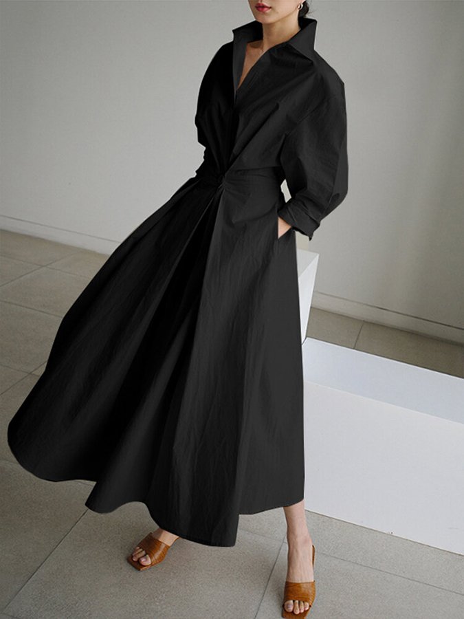Clémence™ | Midi Button-Up Dress