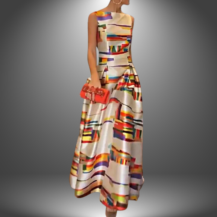 Amelia | Robe Maxi à Motif Géométrique Audacieux