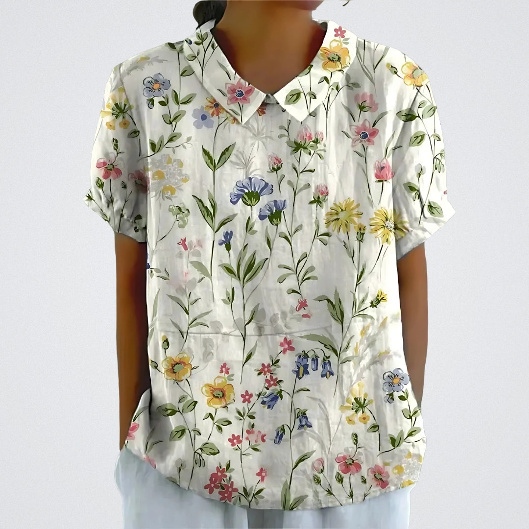 Valentine™ | Lina - Floral Linen Blouse