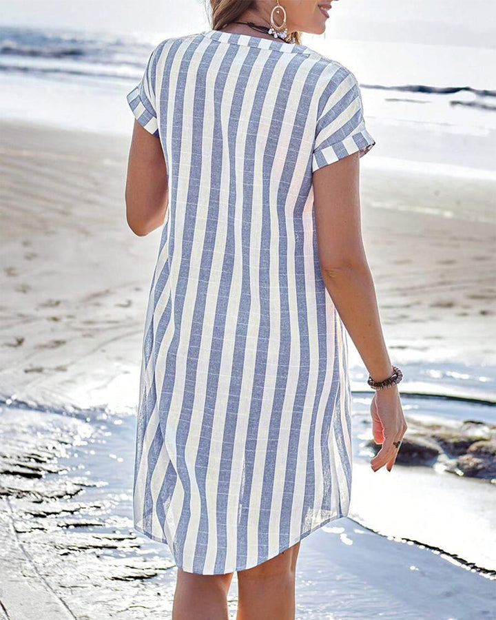 Martine | Élégante Robe Chemise à Rayures