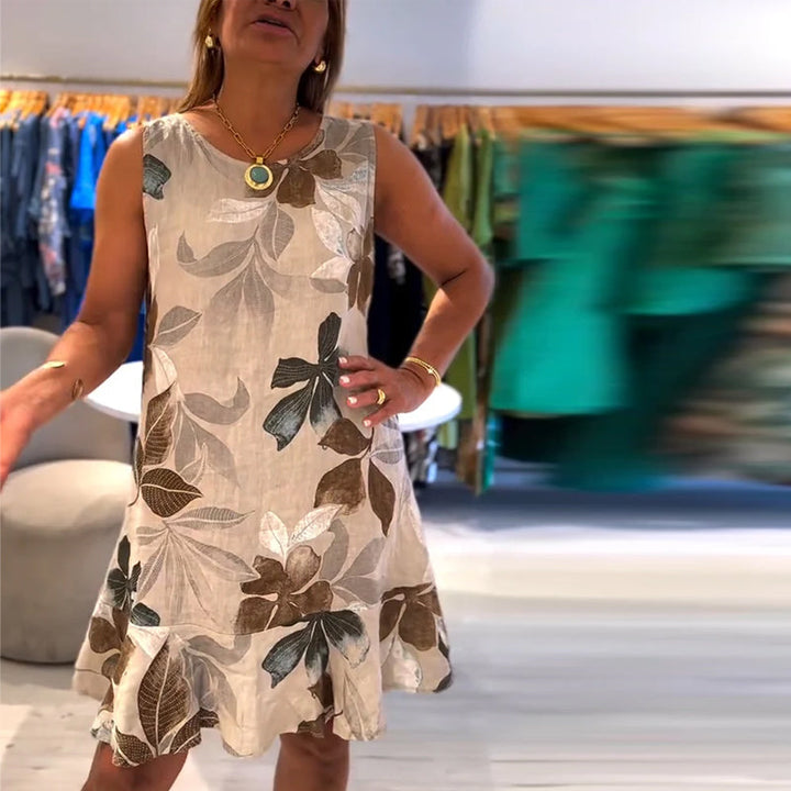 Sophia™ - Robe sans manches à imprimé et col rond