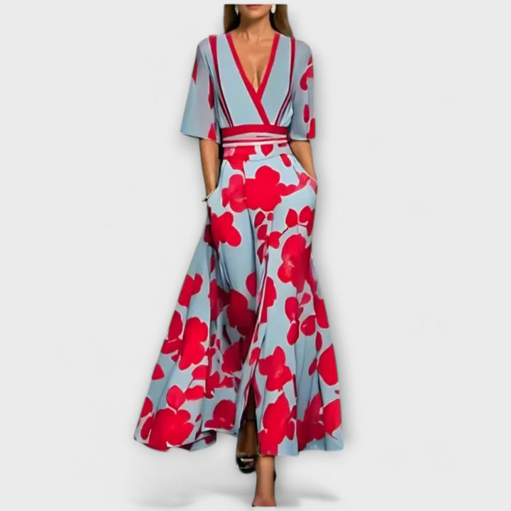 Elise - Robe portefeuille florale élégante