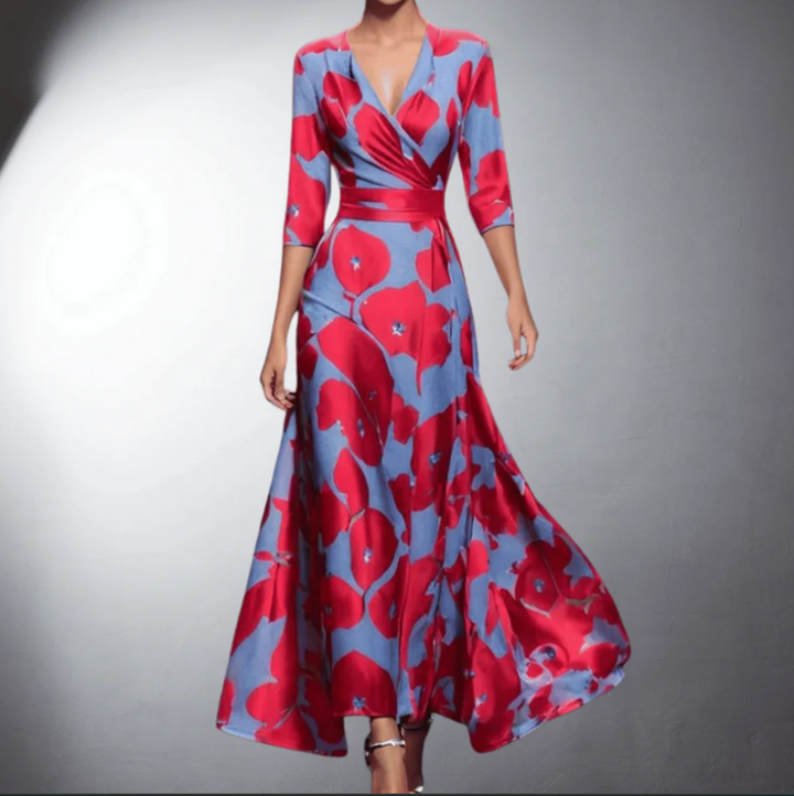 Zoe - Robe Maxi Fleurie Classique à Décolleté en V