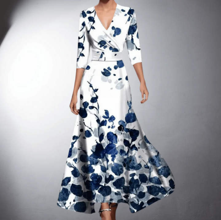 Zoe - Robe Maxi Fleurie Classique à Décolleté en V
