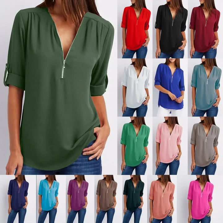 Ayiah | V-Neck Chiffon Sweater