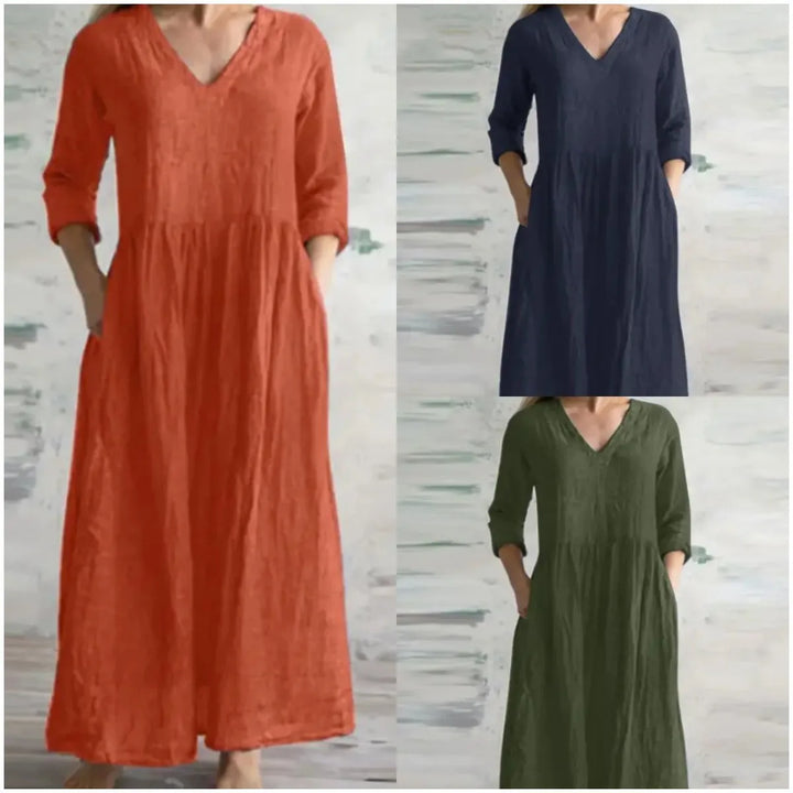 Casual Maxi Dress in Cotton and Linen - 2024 Collection