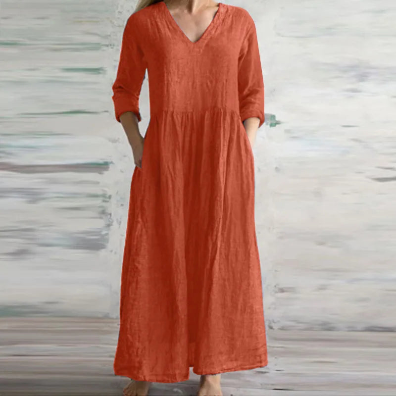 Casual Maxi Dress in Cotton and Linen - 2024 Collection