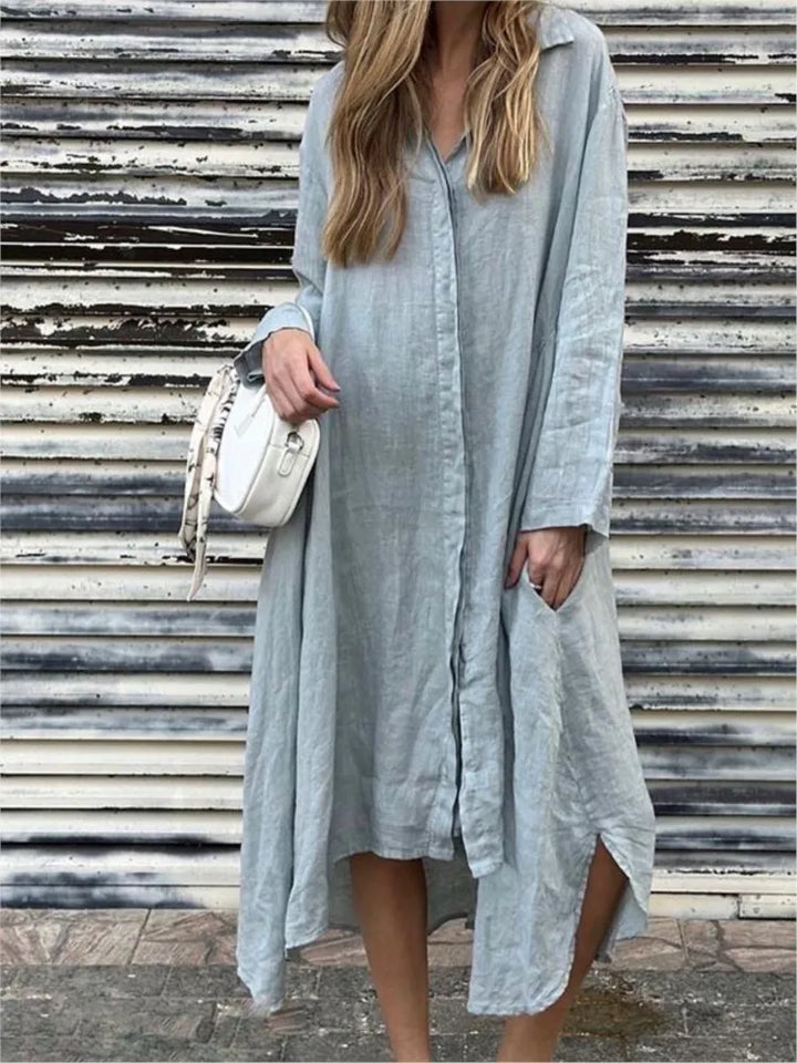 2025 Hemp and Cotton Oversized Long Sleeve Shirt Dress