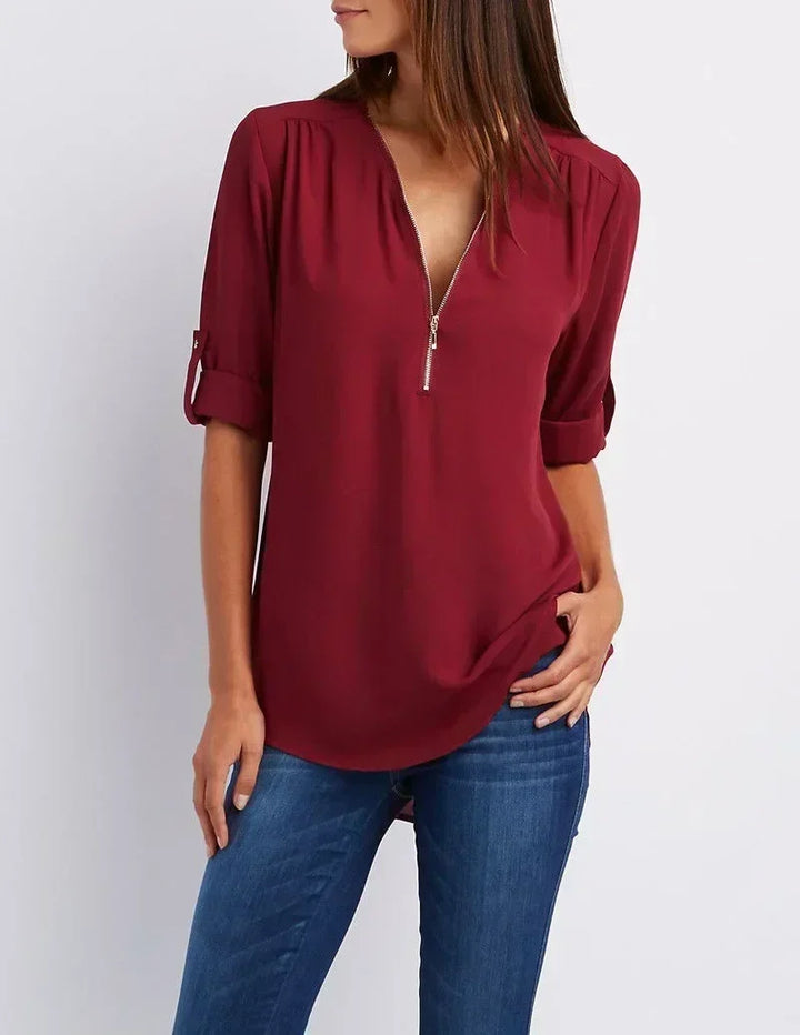 Ayiah | V-Neck Chiffon Sweater