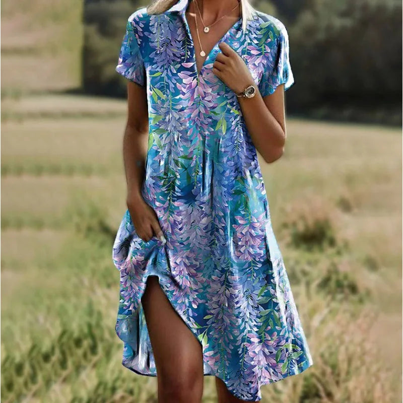 Carla™ | Élégante robe florale à boutons avec décolleté en V